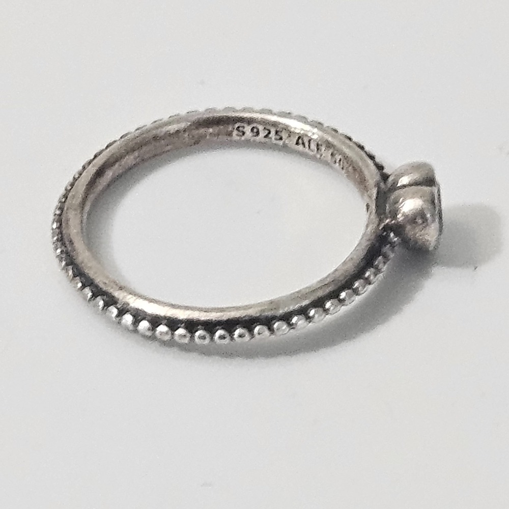 Pandora Sterling Silver Pink CZ Heart One Love Ring Size 5.5 - Picture 6 of 9